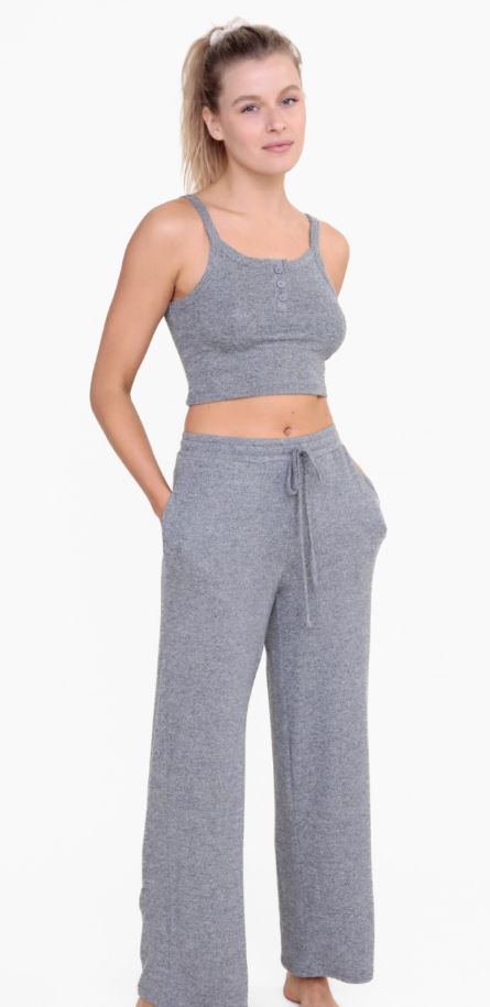 Brushed Cropped Henley Cami Top