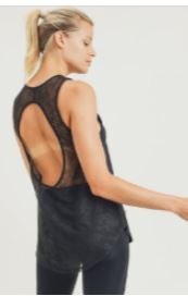 Floral Mesh Cutout Back Athleisure Tank